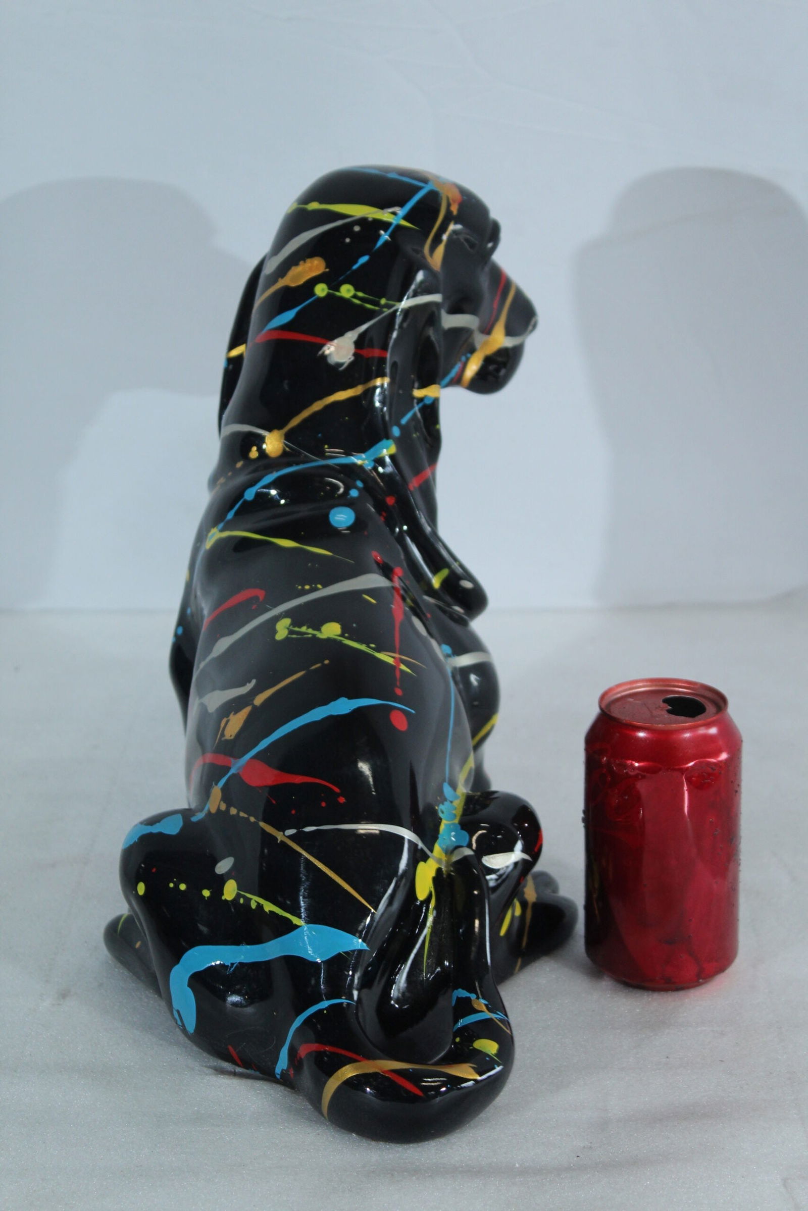 Resin Basset Hound Statue –Colorful Indoor/Outdoor Dog Sculpture with Abstract Pain Design on - 4