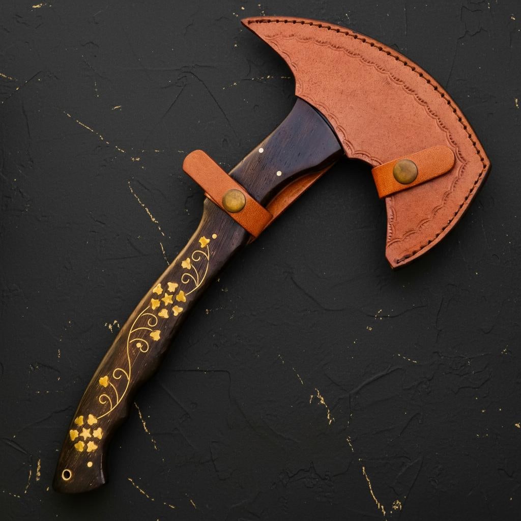 Handmade Bearded Viking Axe, 14" Forged Carbon Steel Throwing Tomahawk Hatchet - 12