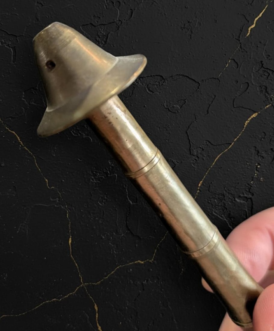 11" Tall Vintage Brass Gulabdan, a Rose & Holy Water Sprinkler for Ceremony Decor - 7