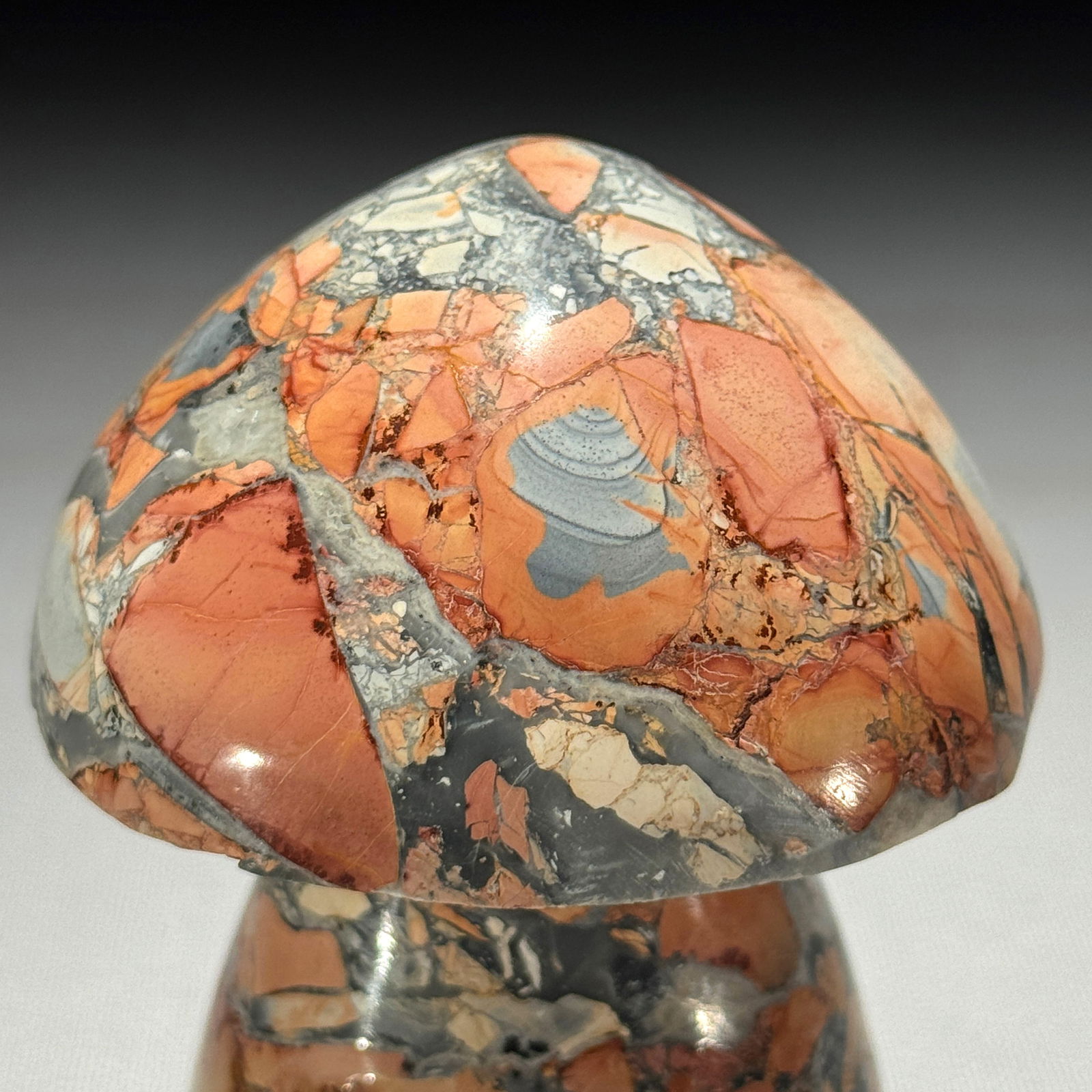 Stunning set of 3 crystallized Maligano Jasper mushrooms - 7