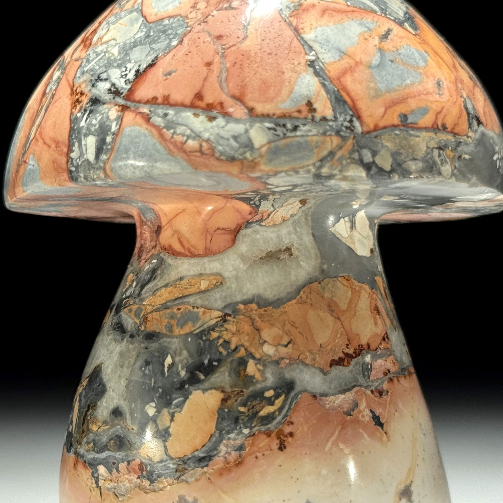 Stunning set of 3 crystallized Maligano Jasper mushrooms - 8