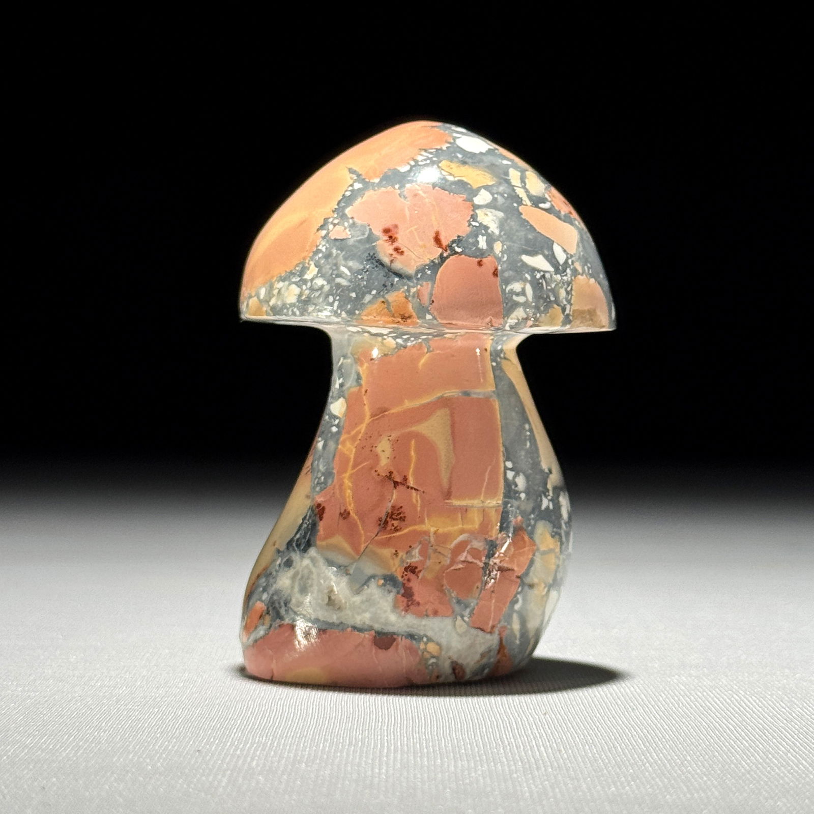 Stunning set of 3 crystallized Maligano Jasper mushrooms - 9