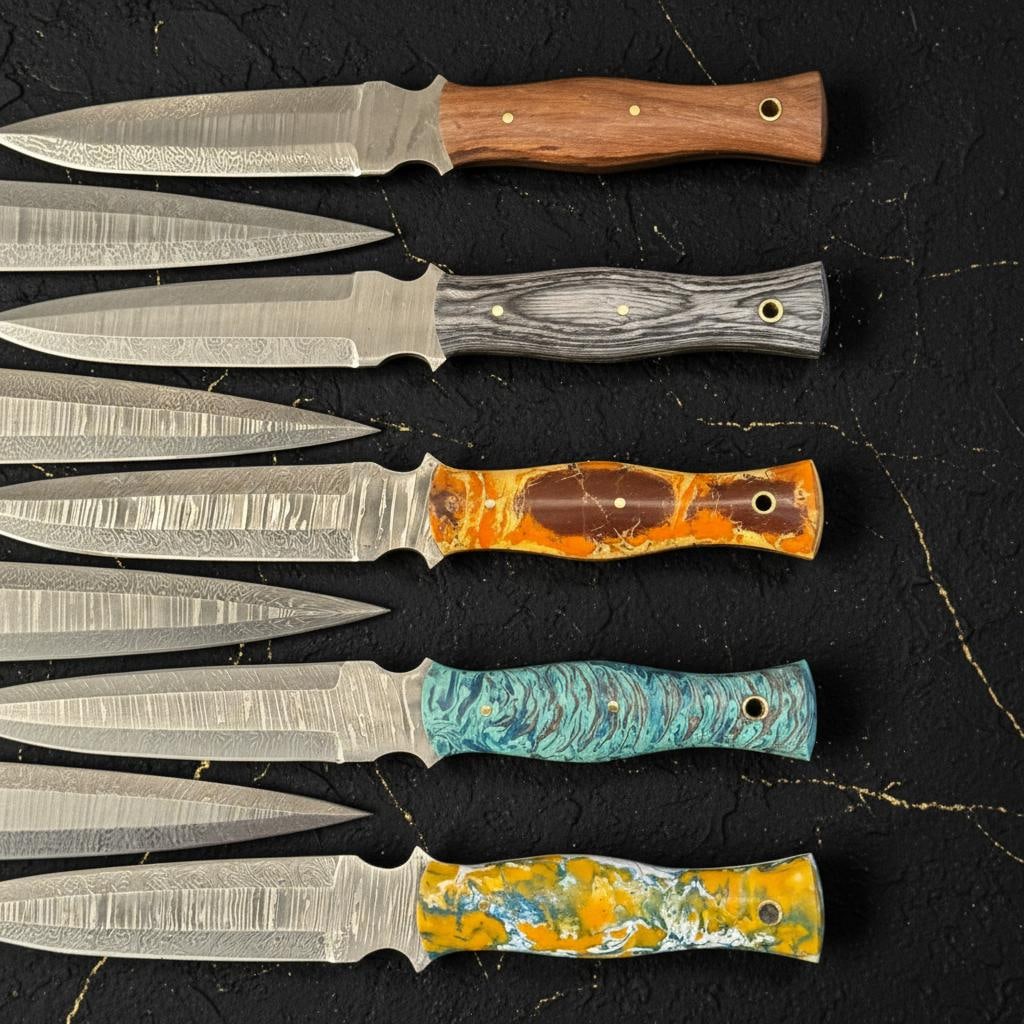 Lot of 10 Damascus Steel Hunting Daggers 11" Full Tang Knives with Pakka Wood Handles - 4