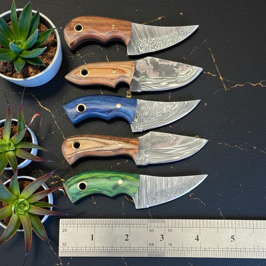 Lot of 10 Hand Forged Damascus Steel Skinner Knives with Pakka Wood Handles - 7