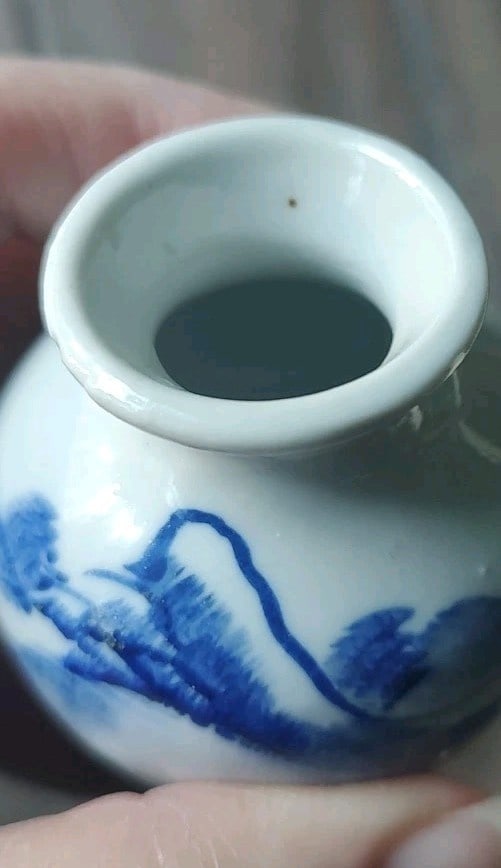 Set of 6 Antique Chinese Blue & White Porcelain Vases Miniature Landscape 3.5" - 11