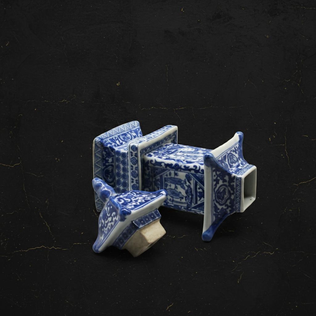 Antique Chinese Layered Tower Vase Blue and White Jingdezhen Porcelain Collection - 5