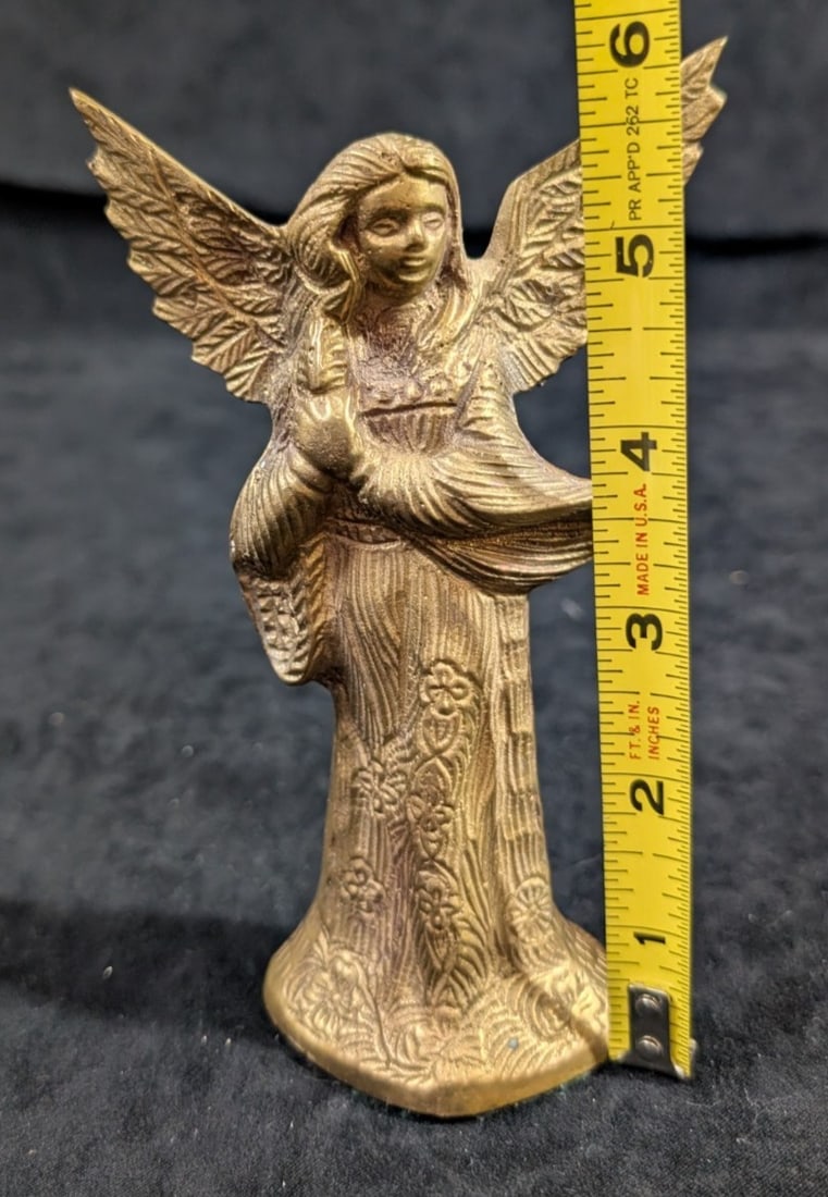 Heavy Solid Brass Angel Candle Holder 6" Vintage Candlestick Made in India by Jainson - 10