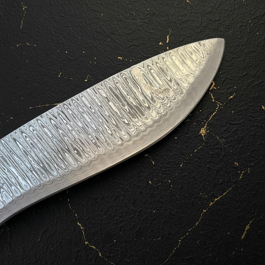 18" Handmade Damascus Steel Kukri Bowie Hunting Knife with Leather Sheath - 15