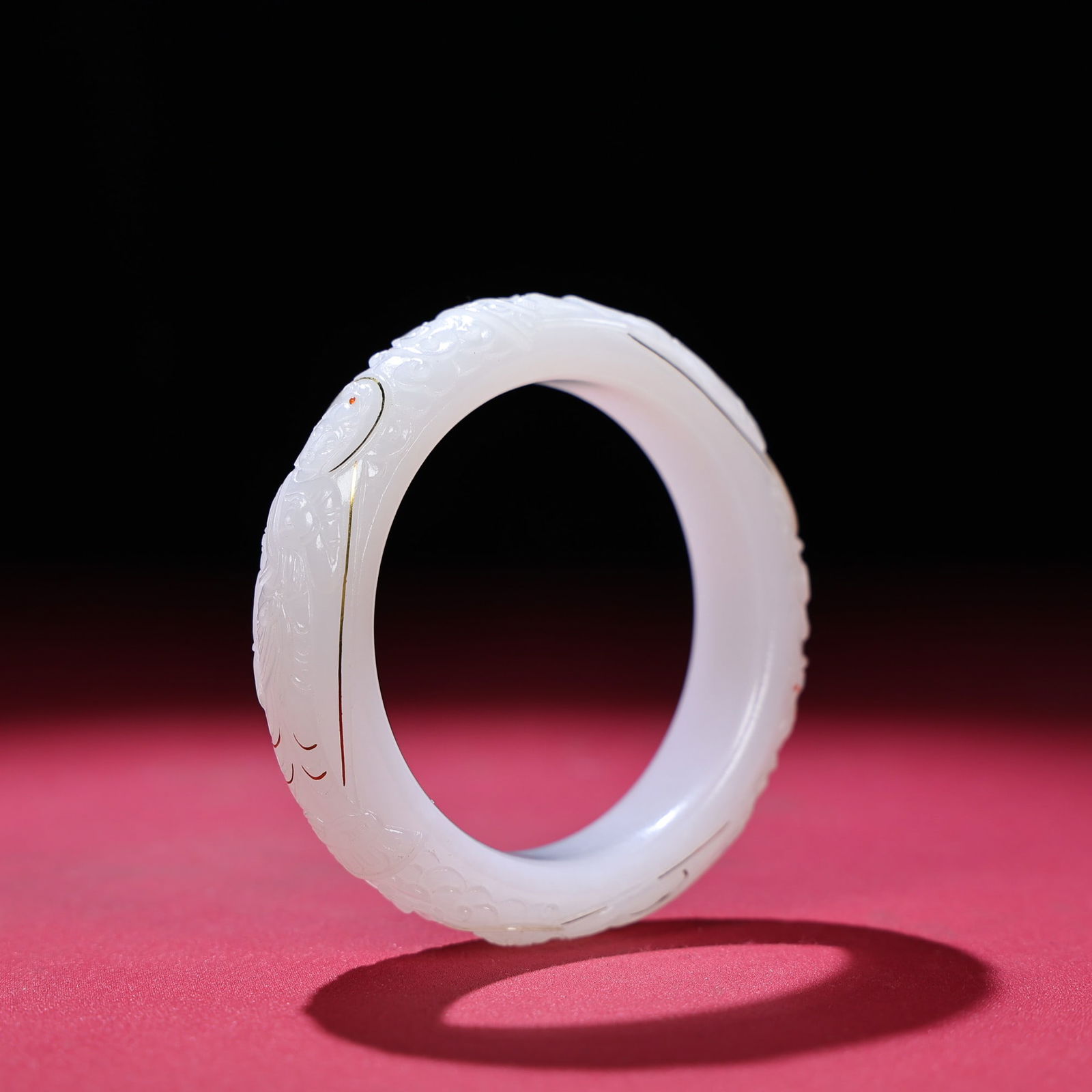 Inside Diameter 58mm Hetian jade inlay Gold,Silver Wire Buddha Bracelet - 3