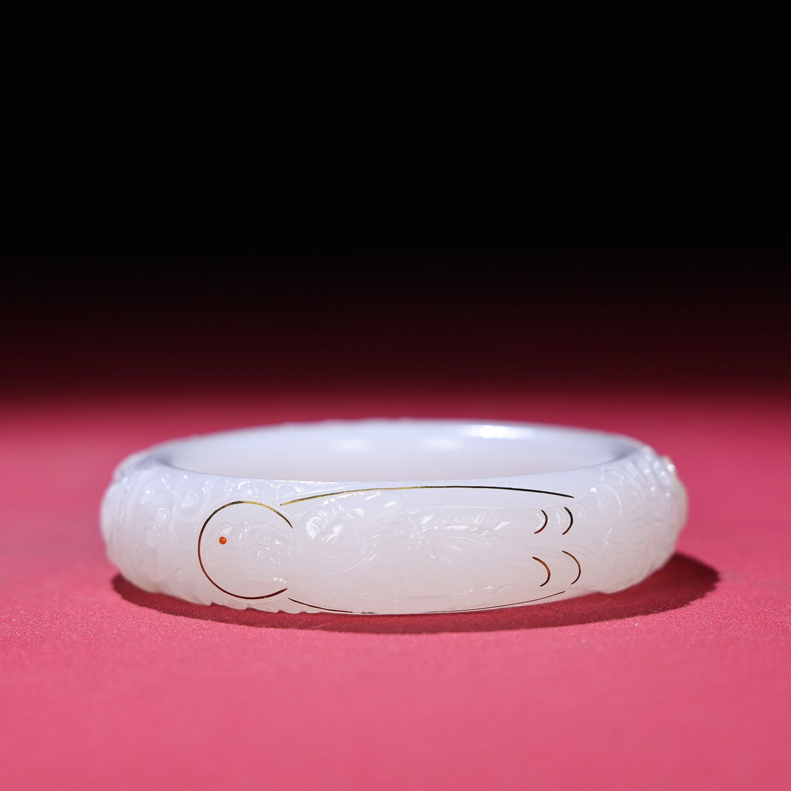 Inside Diameter 58mm Hetian jade inlay Gold,Silver Wire Buddha Bracelet - 6