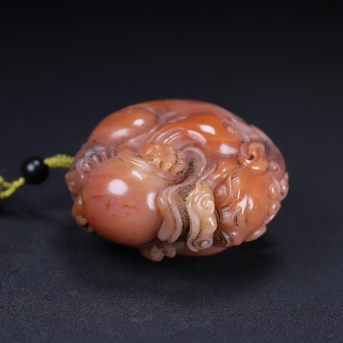 Shoushan Stone Hand-carved Lion Pendant w Wood Box - 8