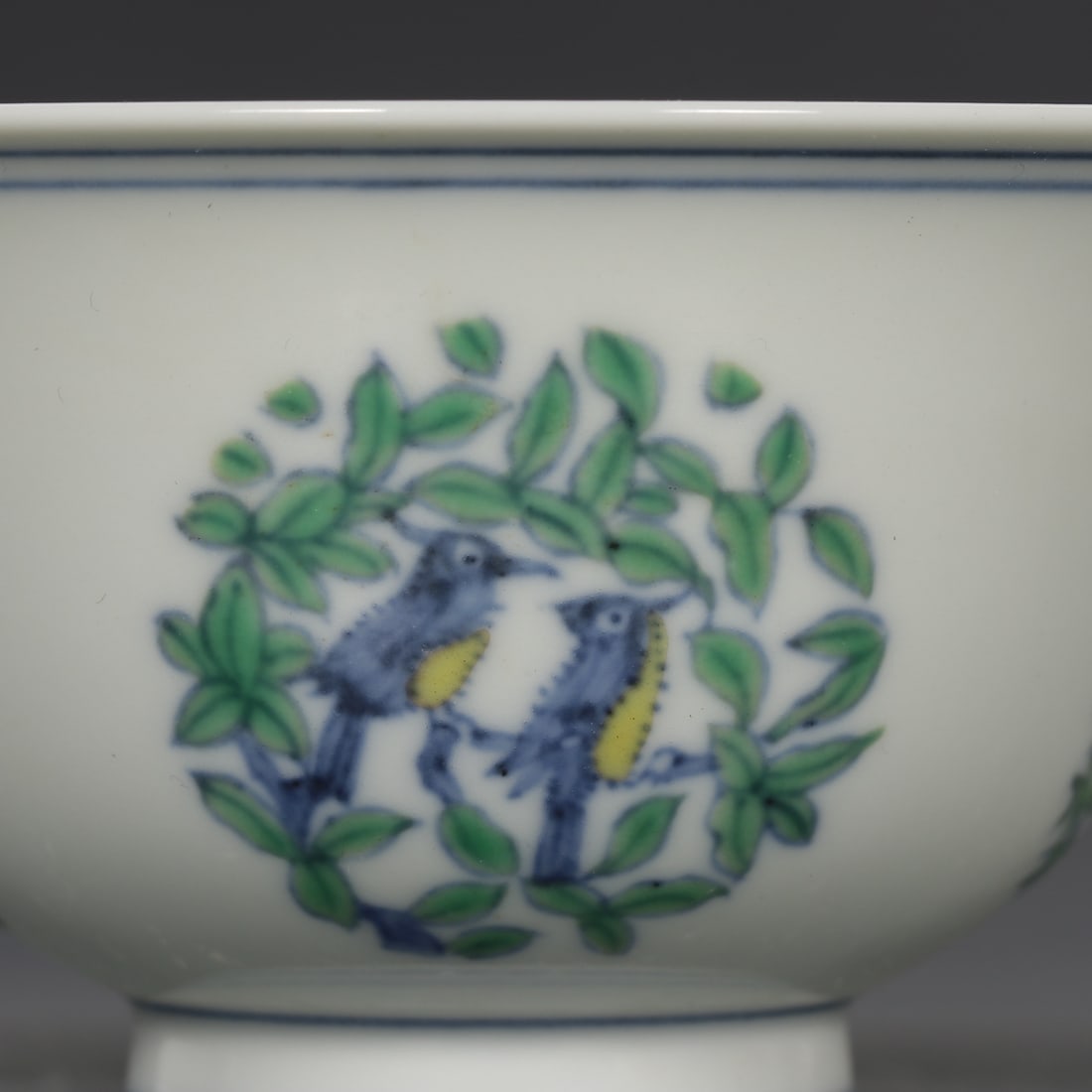 Doucai Porcelain Teabowl w Flower Design,Box - 5