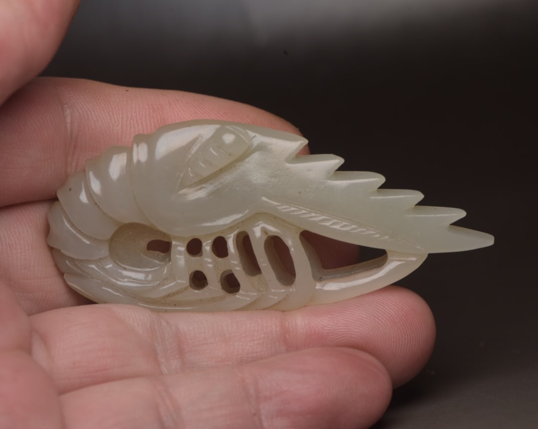 Hetian Jade Hand-carved Pendant - Lobster - 9