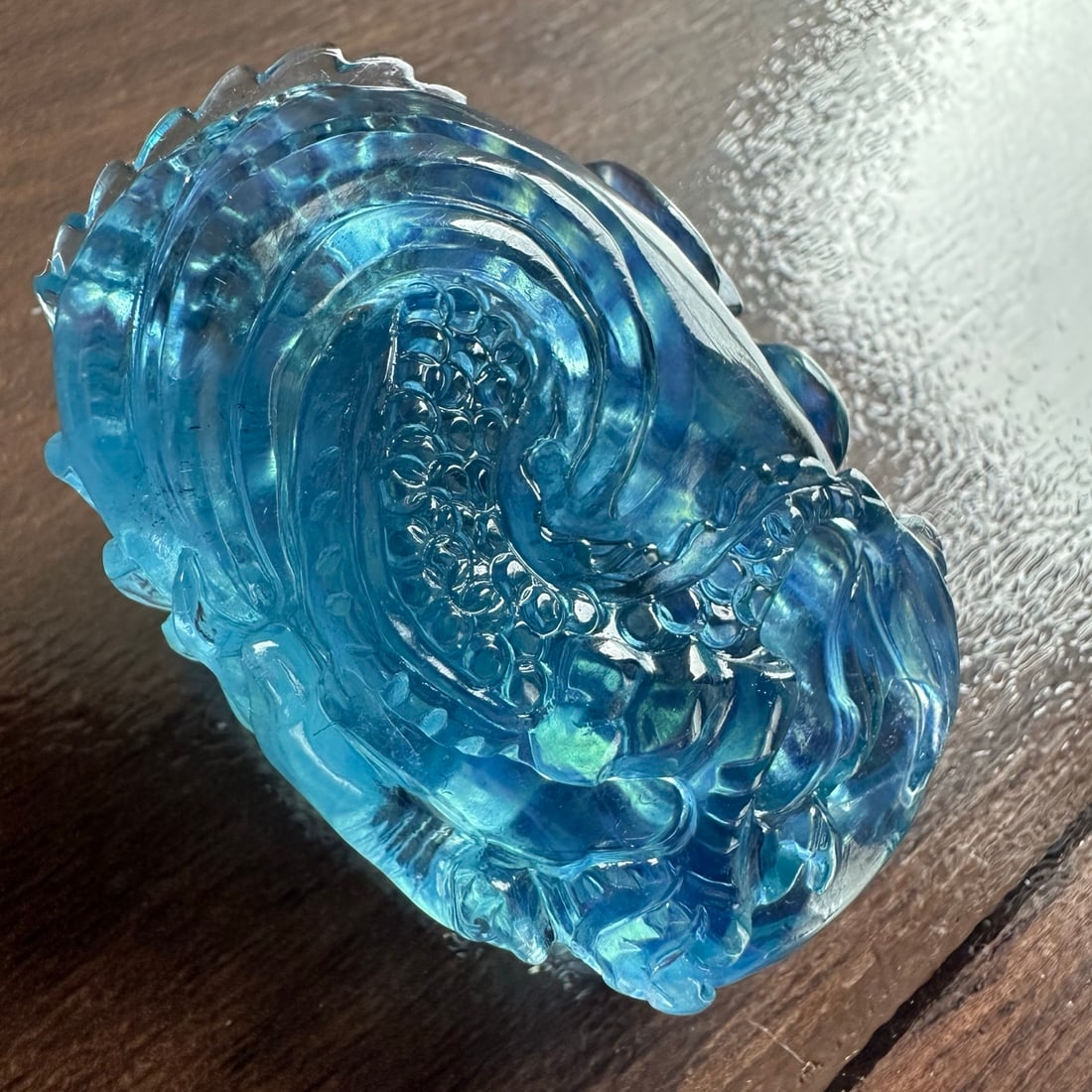 Natural Aquamarine Hand-carved Dragon Pendant with Certificate - 7