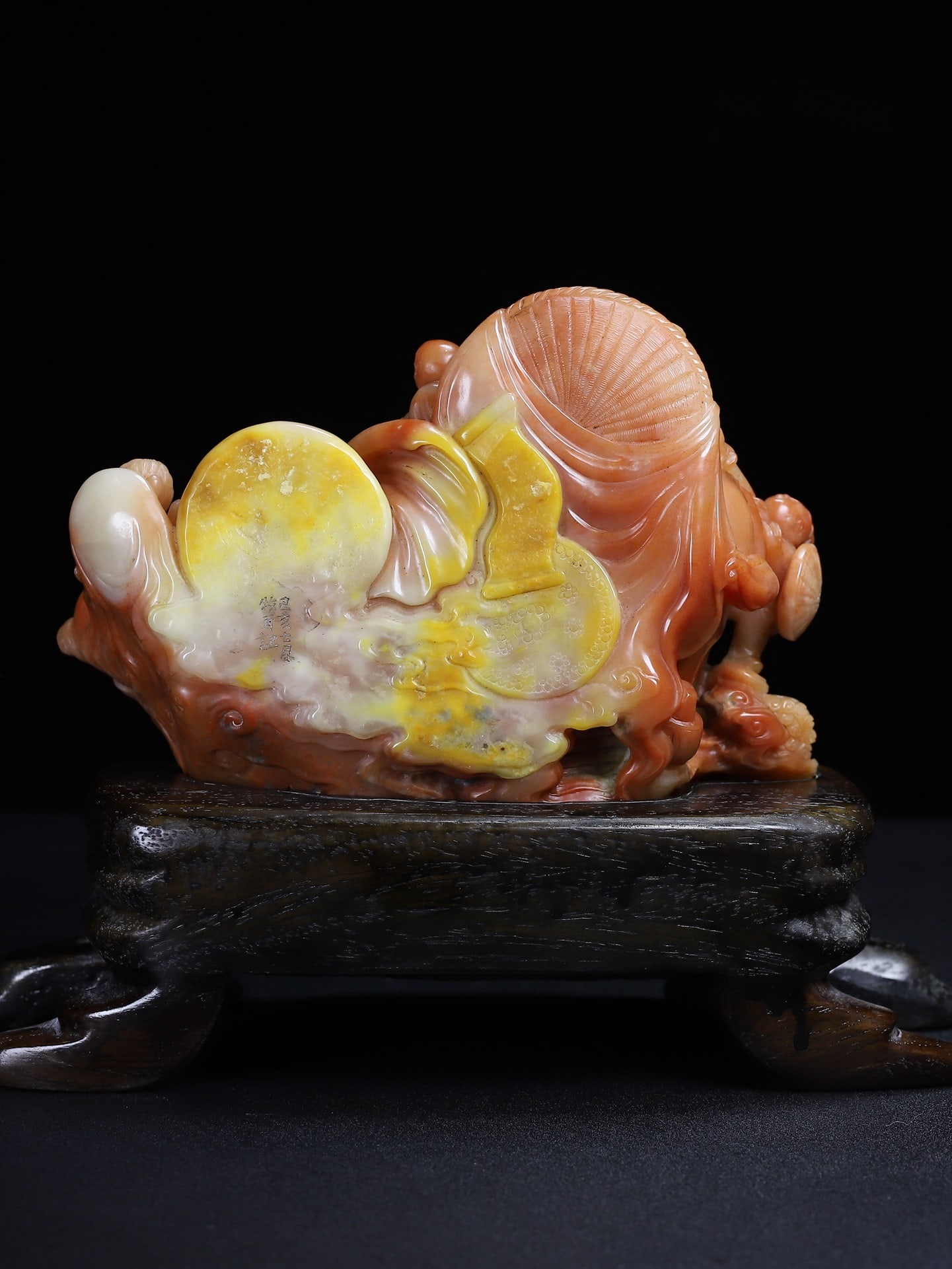 Natural Shoushan Stone Hand-carved Elephant & Kids Statue - 11