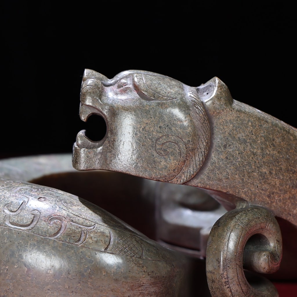 Hetian Jade Statue - Dragon,Old - 2