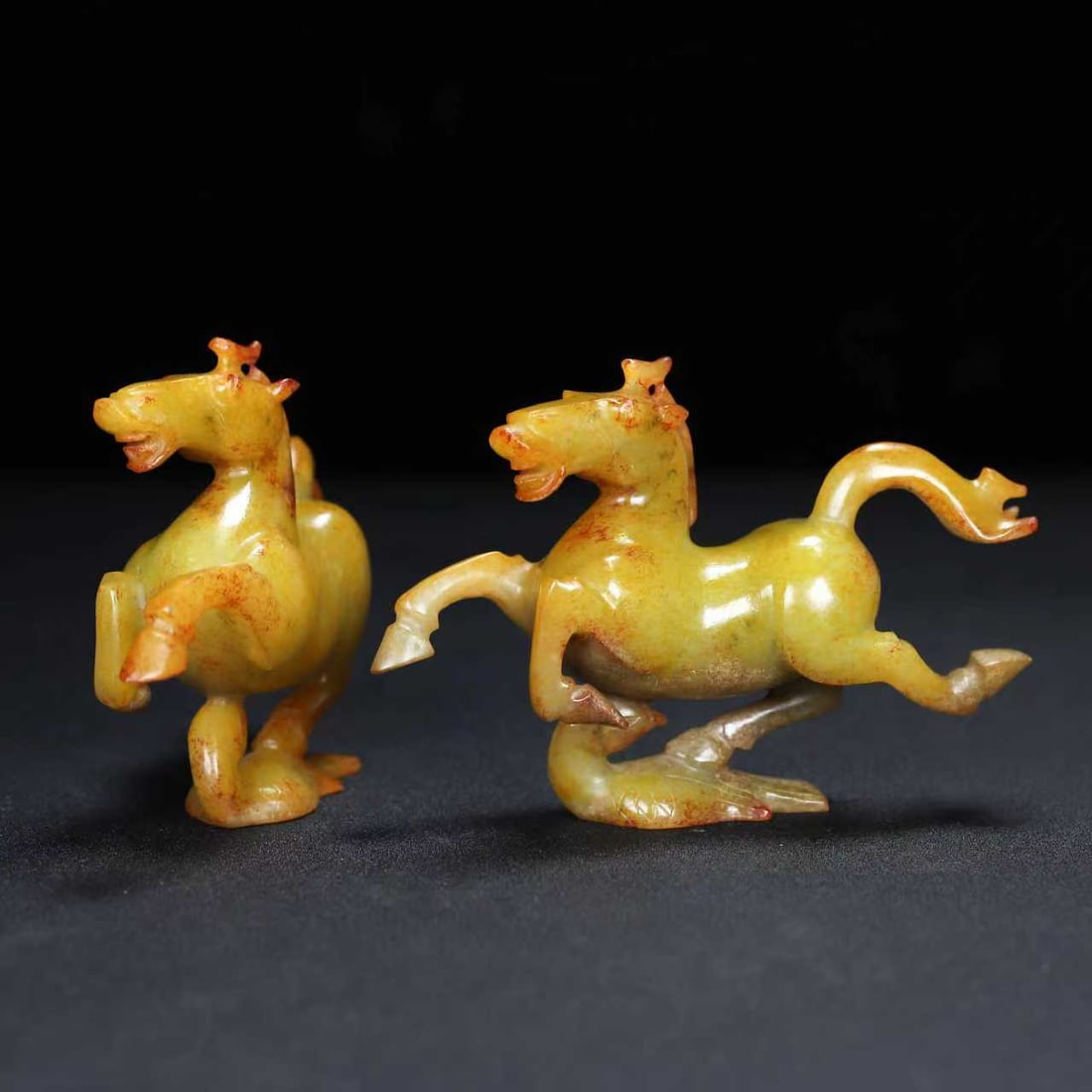 A Pair Hetian Jade Horse & Swallow Statue - 2