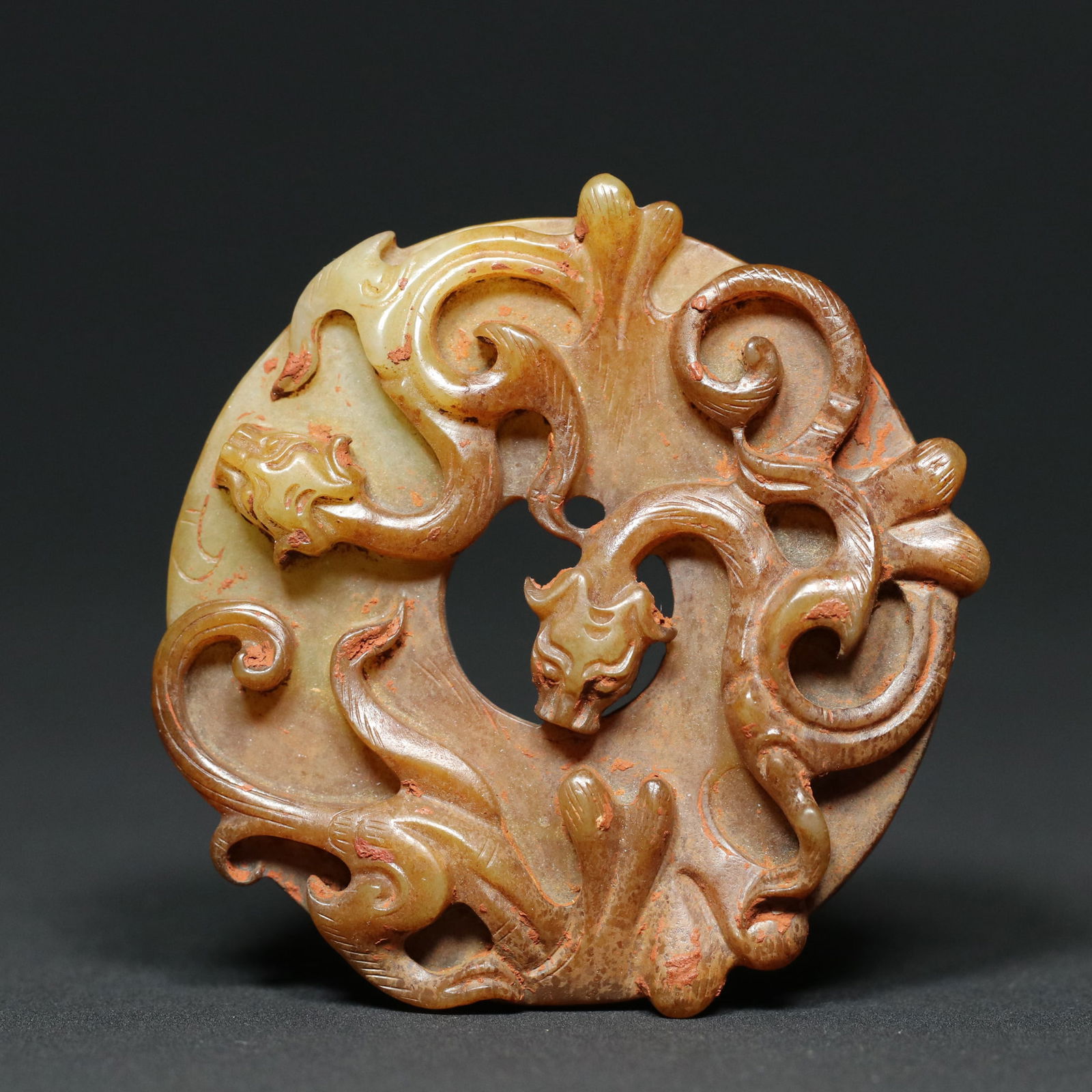 Hetian Jade Chi Dragon Statue/Pendant - Bi (1 of 9)