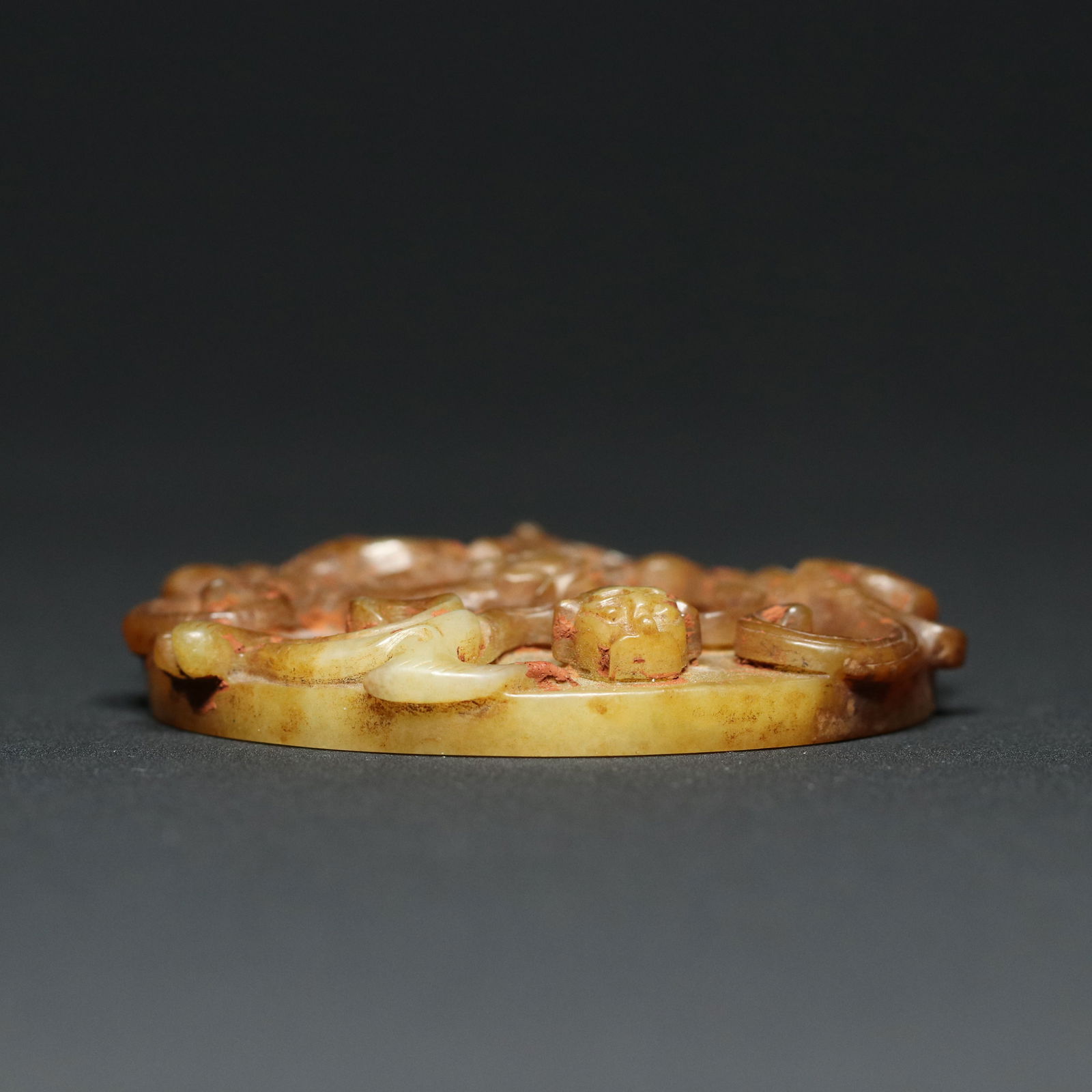 Hetian Jade Chi Dragon Statue/Pendant - Bi - 3