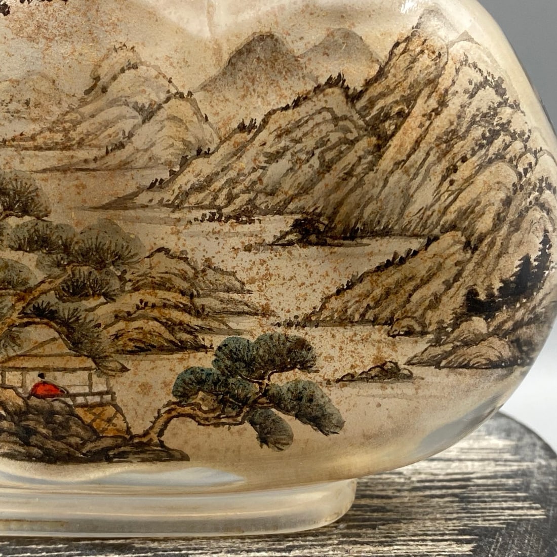Peking Glass Inside Painting Mountain River Scene Design Snuff Bottle - Camel - 3