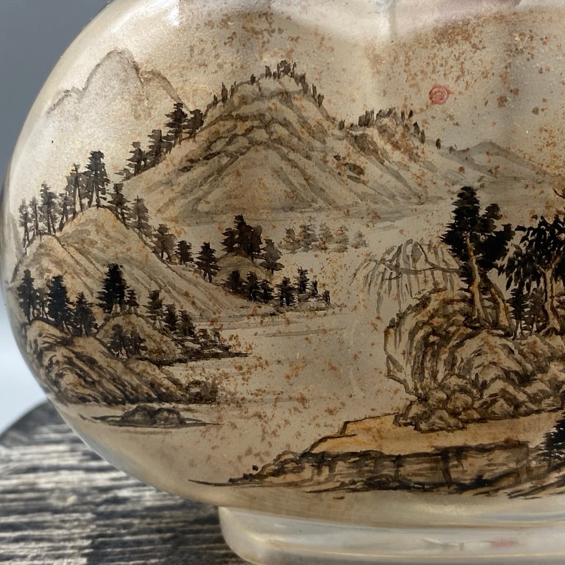 Peking Glass Inside Painting Mountain River Scene Design Snuff Bottle - Camel - 7