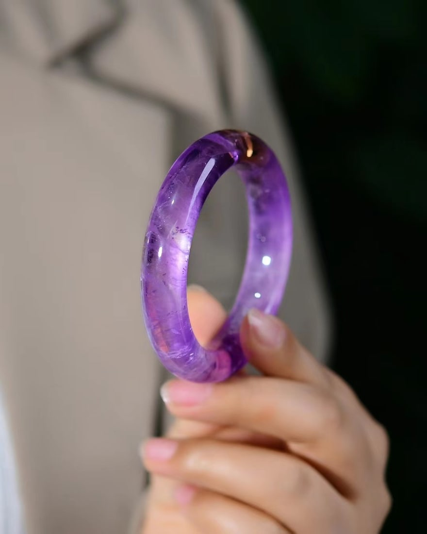Inside Diameter 54mm Amethyst Bracelet with Certificate - 6
