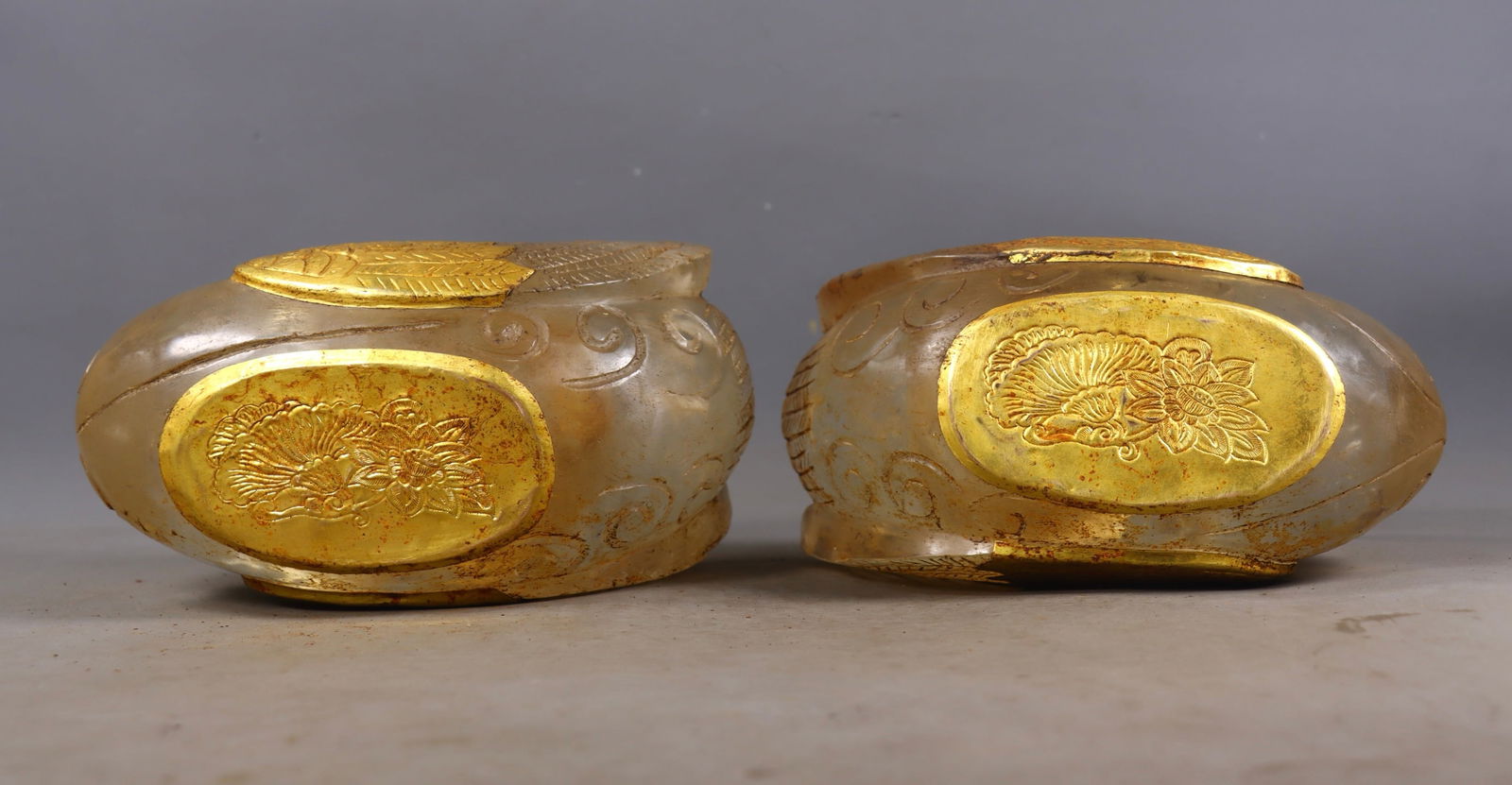 A Pair Gilt Gold Crystal Mandarin Duck Pot Statue - 9