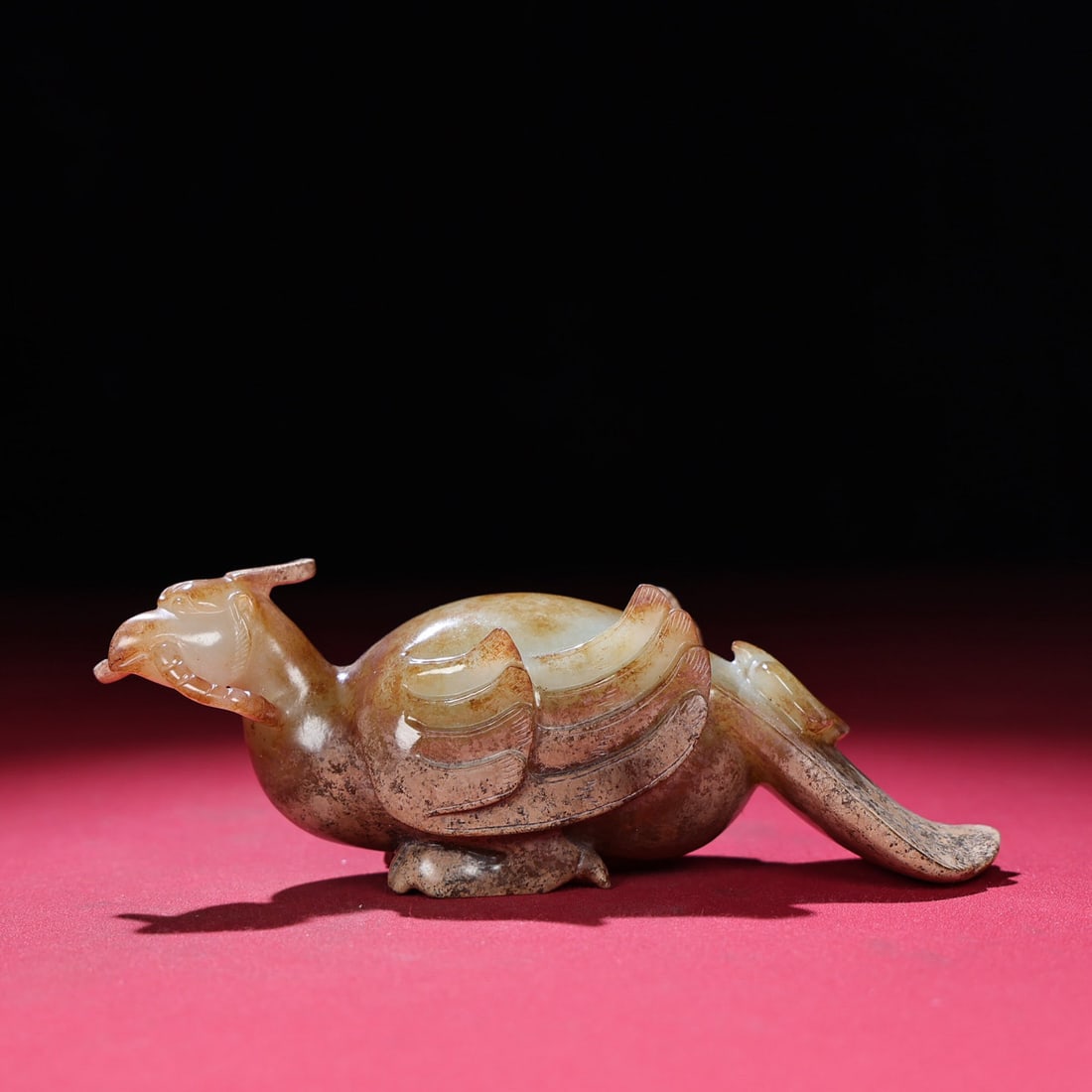 Hetian Jade Phoenix Bird Statue: Title: Hetian Jade Phoenix Bird Statue Origin: Chinese Date/Period: After1880 Materials: Hetian Jade Dimensions: 149x46x46(mm) 5.87x1.81x1.81(inches) Weight 0.71 lbs/322g Reserve: $1,599.00 