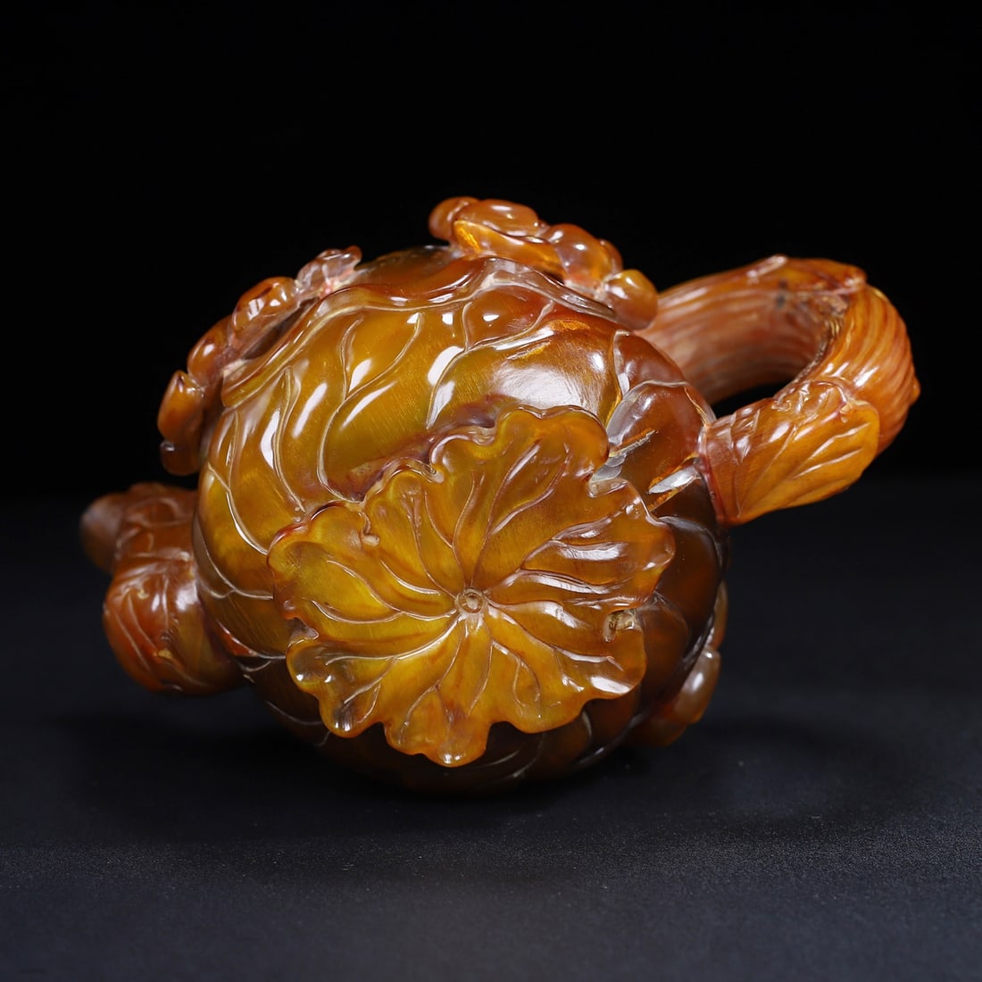 Ox Horn Hand-Carved Lotus Teapot - 10