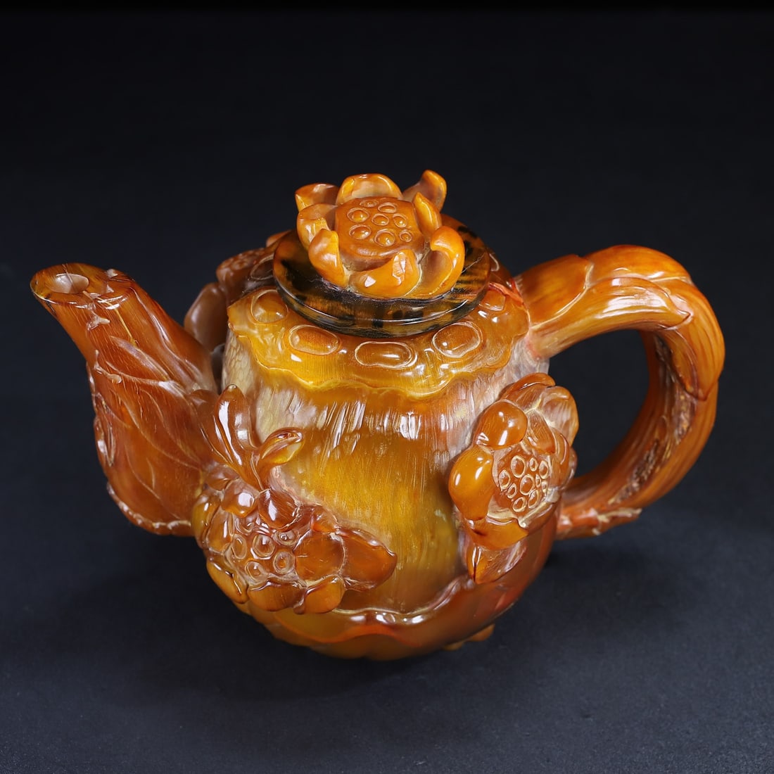 Ox Horn Hand-Carved Lotus Teapot - 2