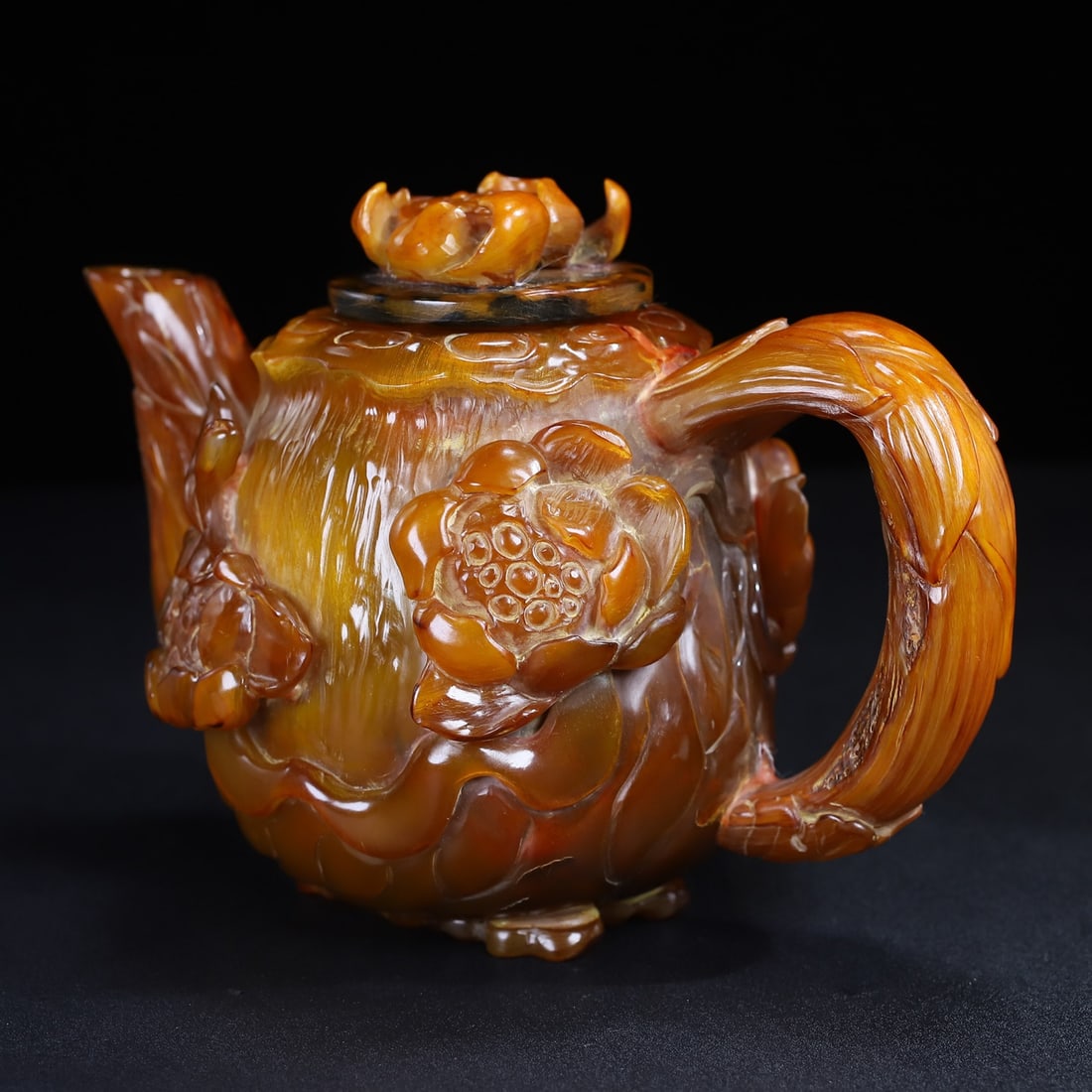 Ox Horn Hand-Carved Lotus Teapot - 4