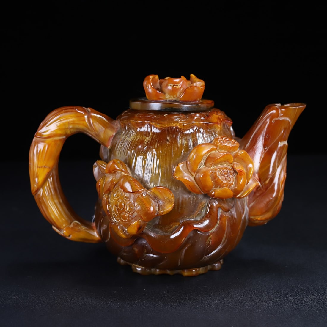 Ox Horn Hand-Carved Lotus Teapot - 5