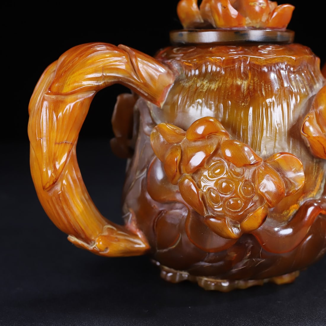 Ox Horn Hand-Carved Lotus Teapot - 6