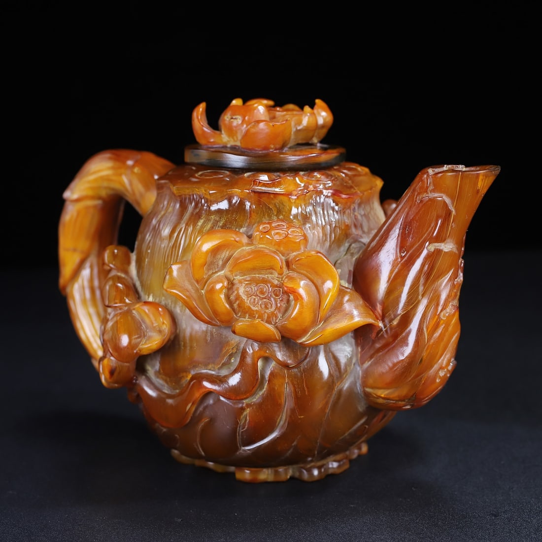 Ox Horn Hand-Carved Lotus Teapot - 7