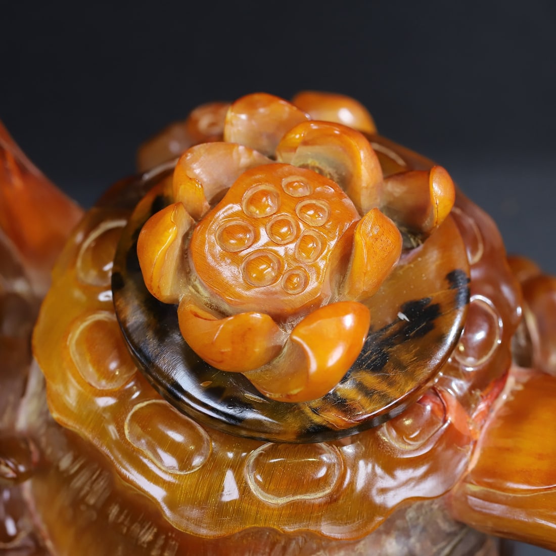 Ox Horn Hand-Carved Lotus Teapot - 8