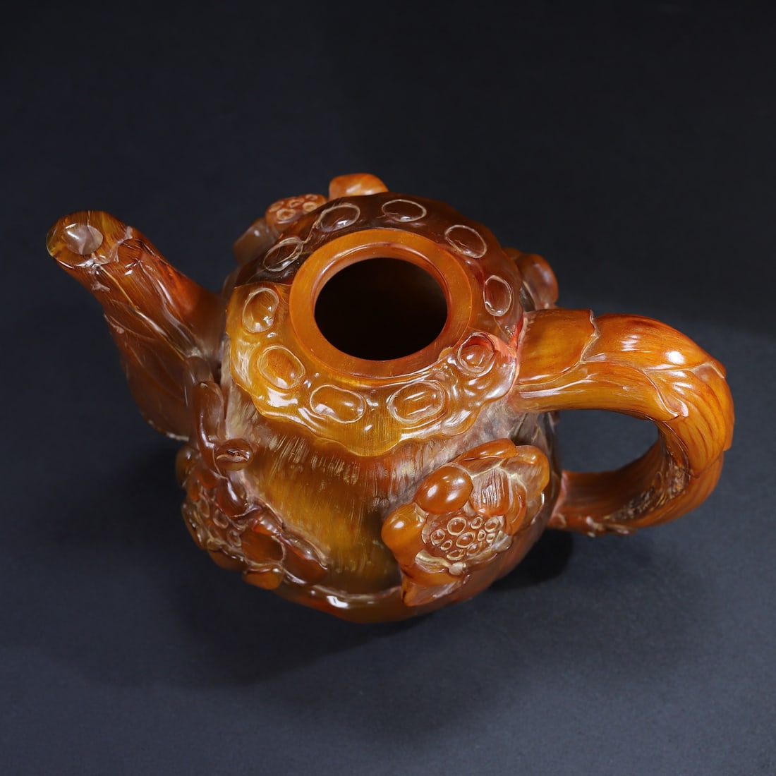 Ox Horn Hand-Carved Lotus Teapot - 9