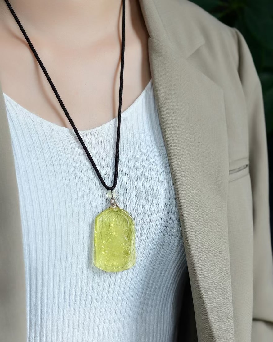 Yellow Crystal Pendant - Yellow Jambhala - 6