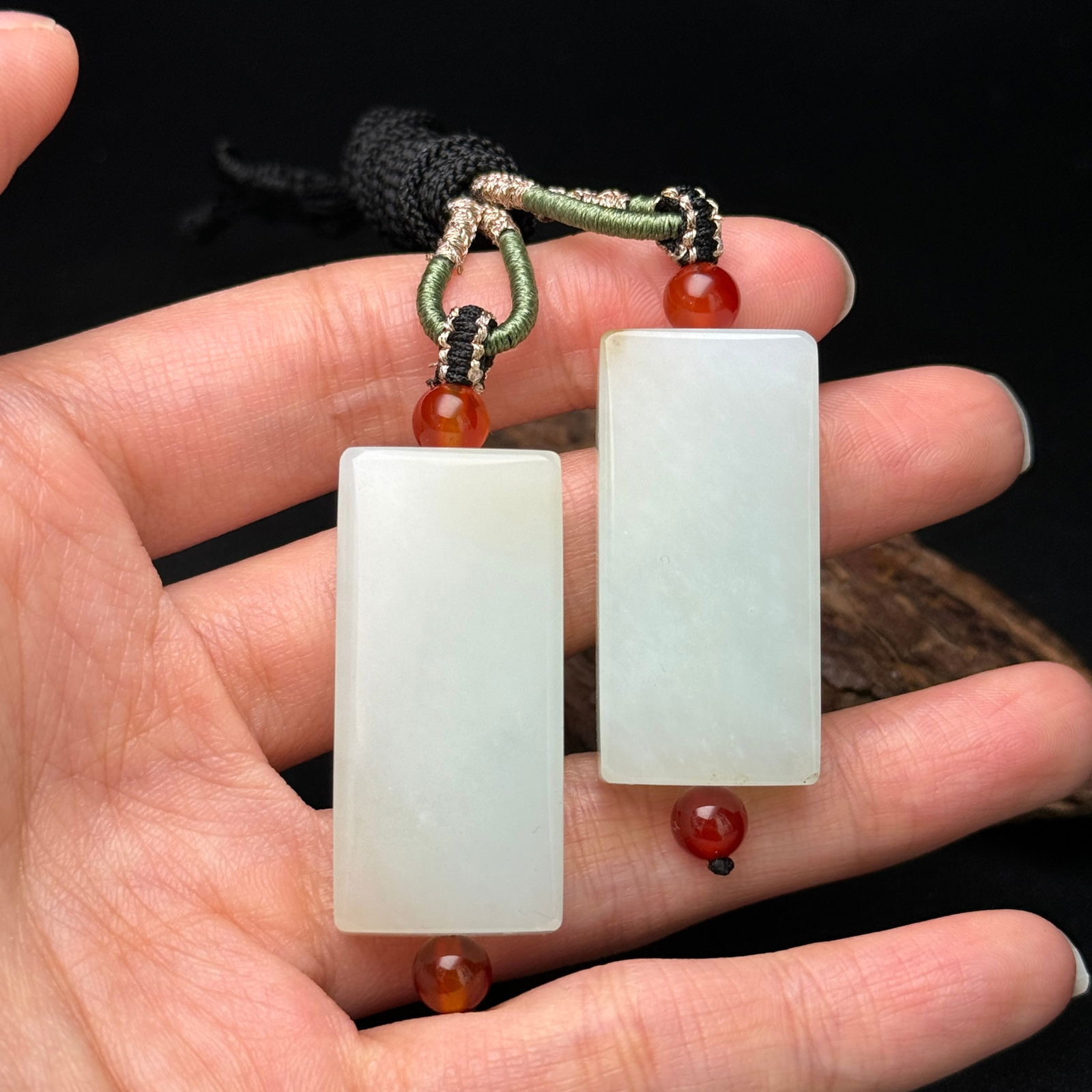 A Pair Hetian Jade Pendant - 8