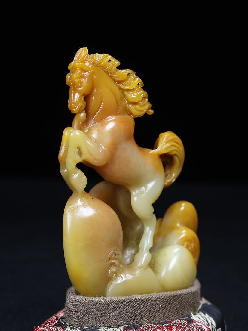 Shoushan Soapstone Hand-Carved Horse Seal/Stamp Statue - 2