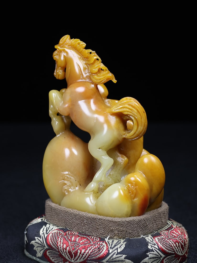 Shoushan Soapstone Hand-Carved Horse Seal/Stamp Statue - 3