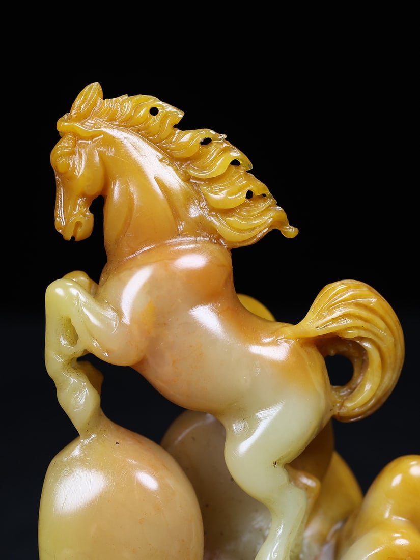 Shoushan Soapstone Hand-Carved Horse Seal/Stamp Statue - 4