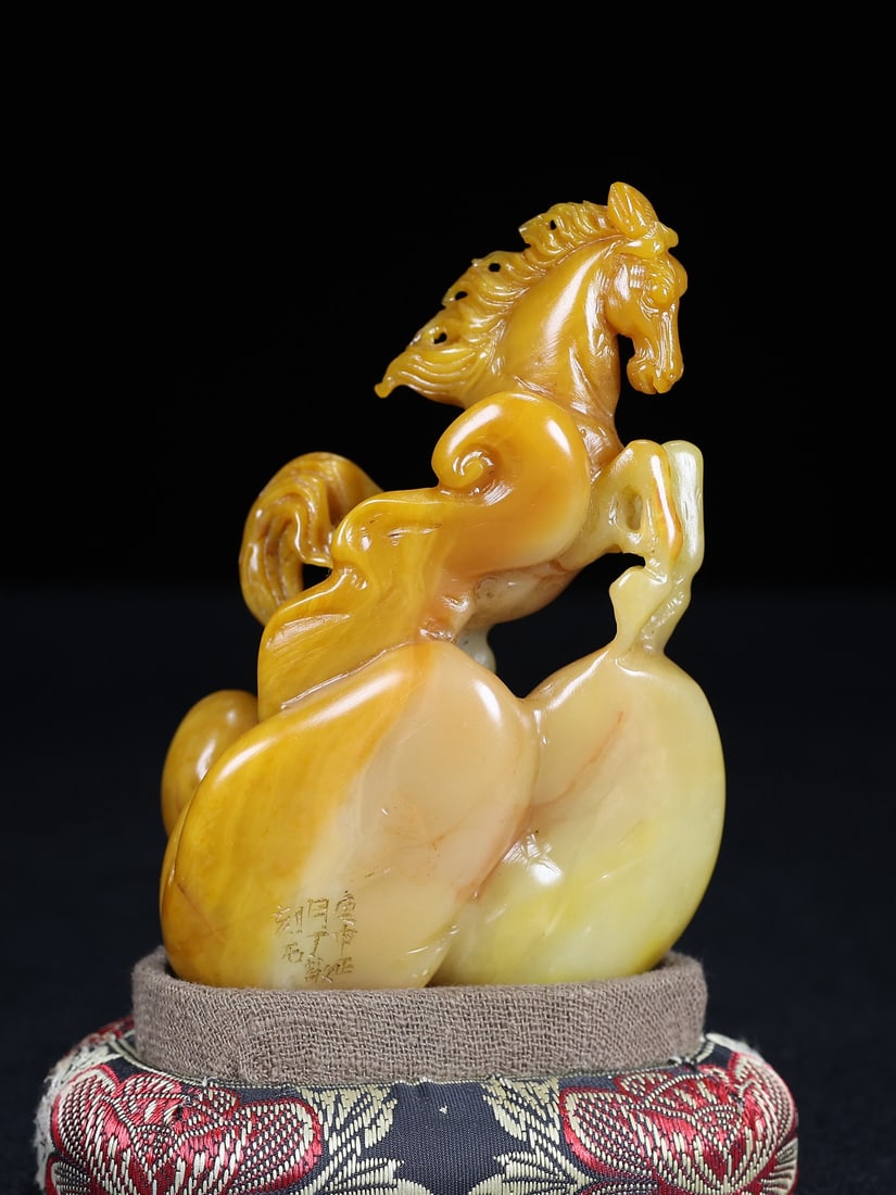 Shoushan Soapstone Hand-Carved Horse Seal/Stamp Statue - 6