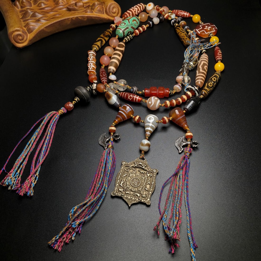 Hand knitting Tibetan DZI Agate Necklace - 6