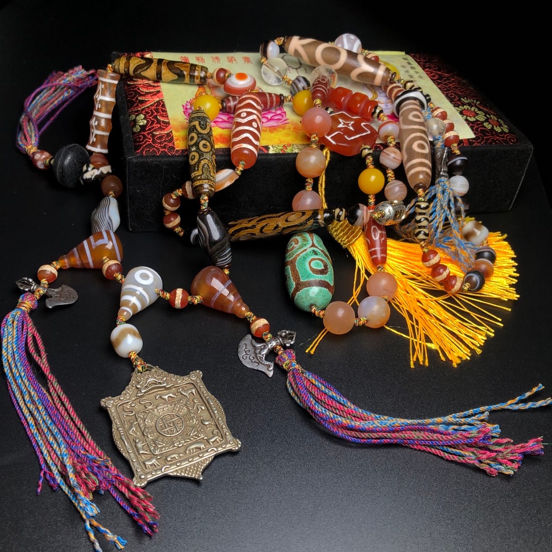 Hand knitting Tibetan DZI Agate Necklace - 7