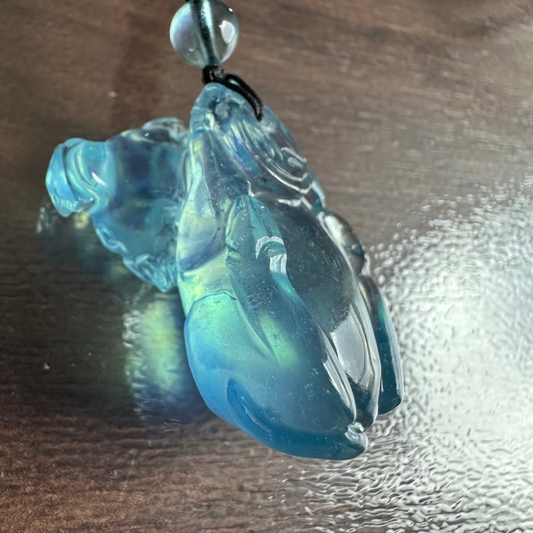 Aquamarine Hand-Carved Ox Pendant with Certificate - 2
