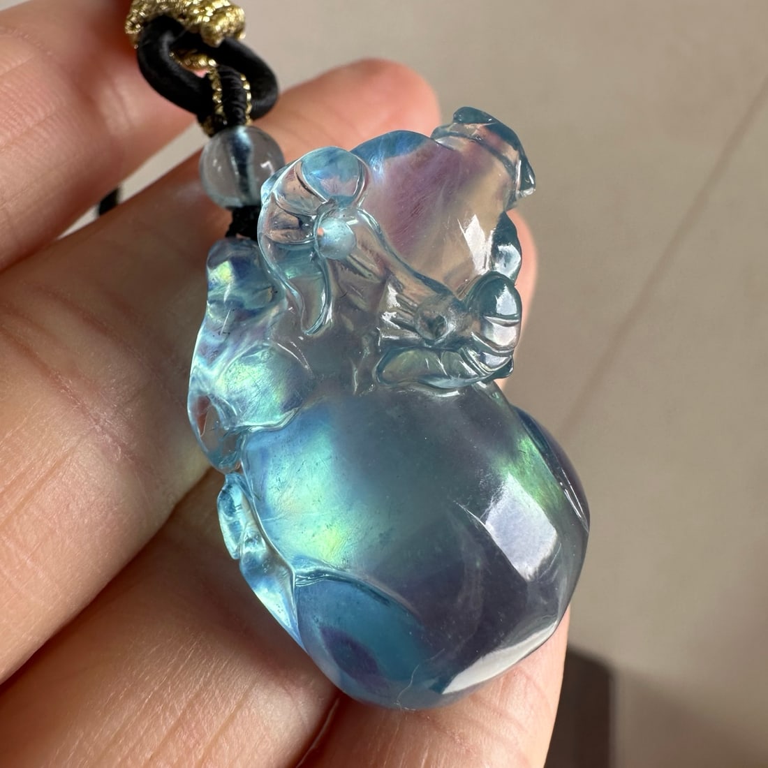 Aquamarine Hand-Carved Ox Pendant with Certificate - 5