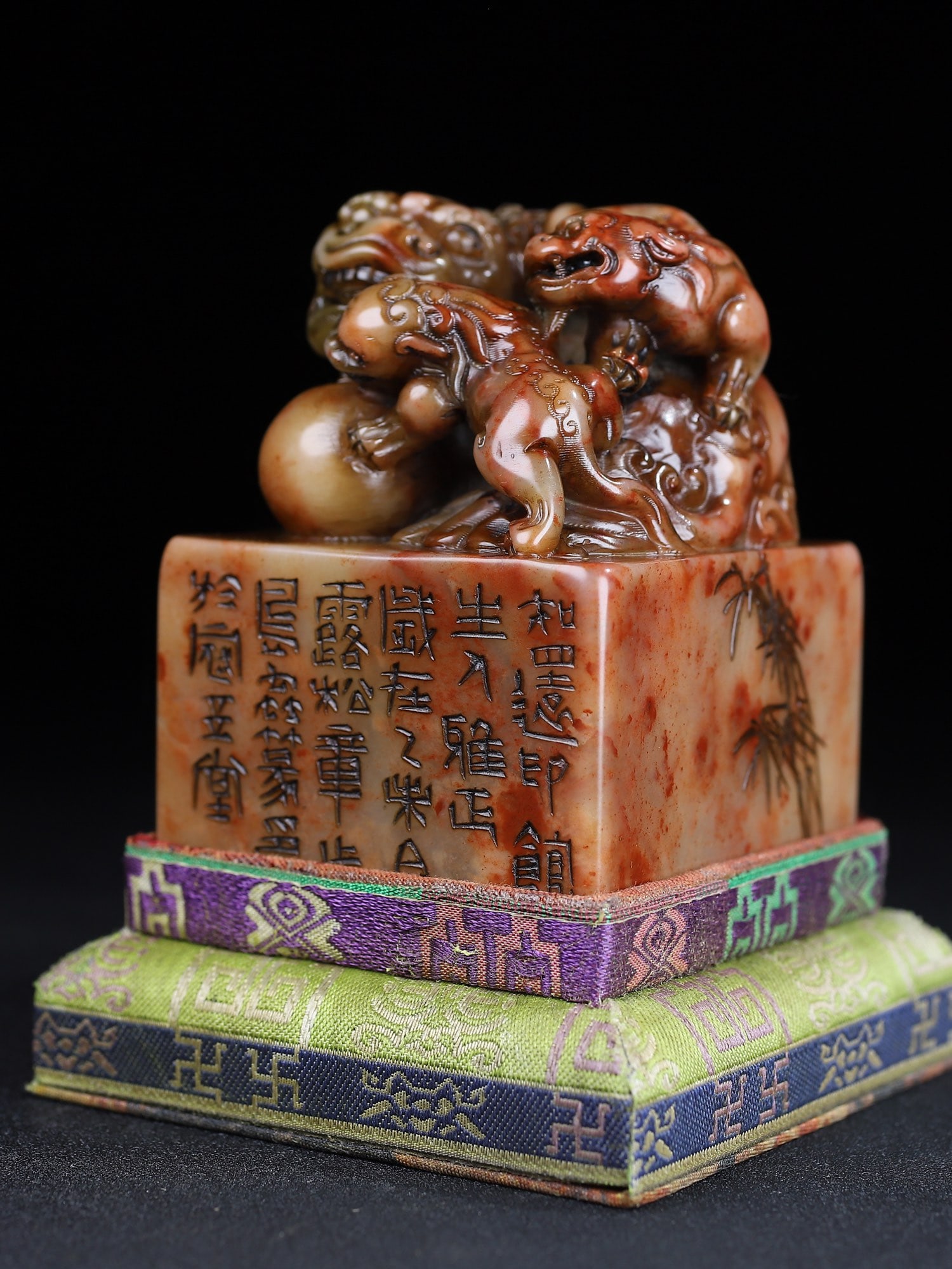 Shoushan Soapstone Hand-Carved Seal/Stamp Fortune Lion - 3