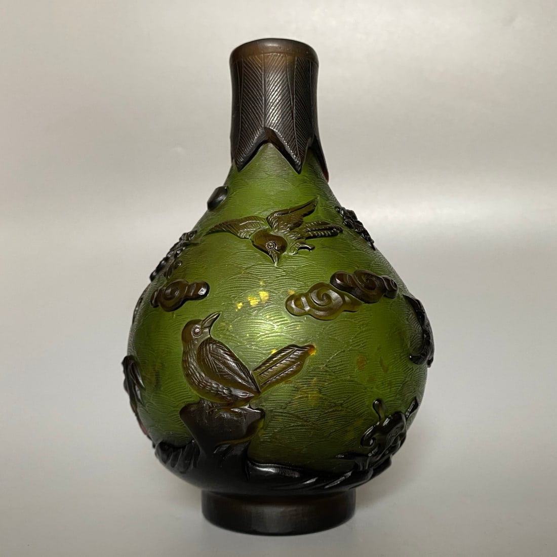 Peking Glass Vase - Flower,Bird (1 of 8)