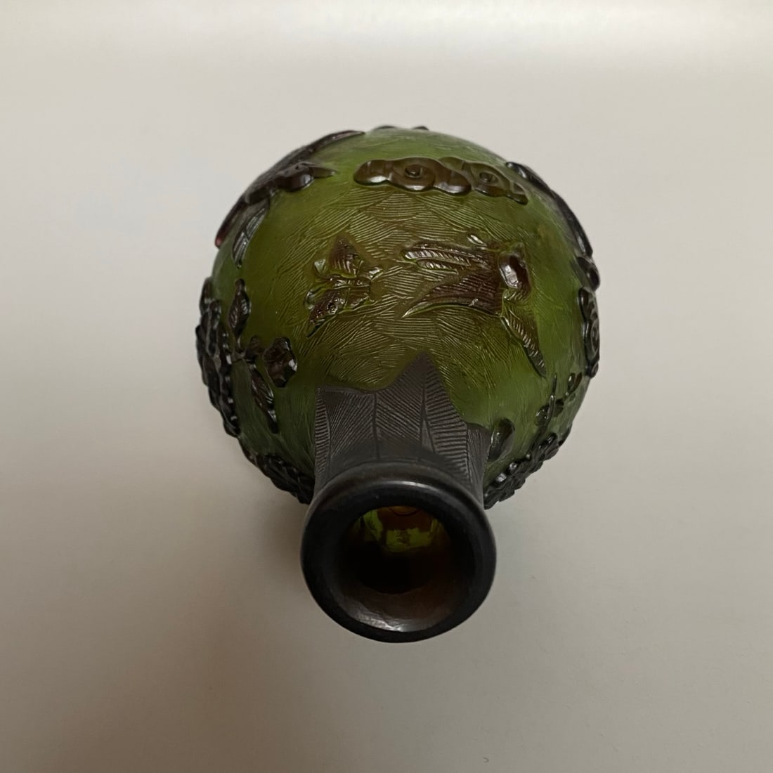 Peking Glass Vase - Flower,Bird - 7