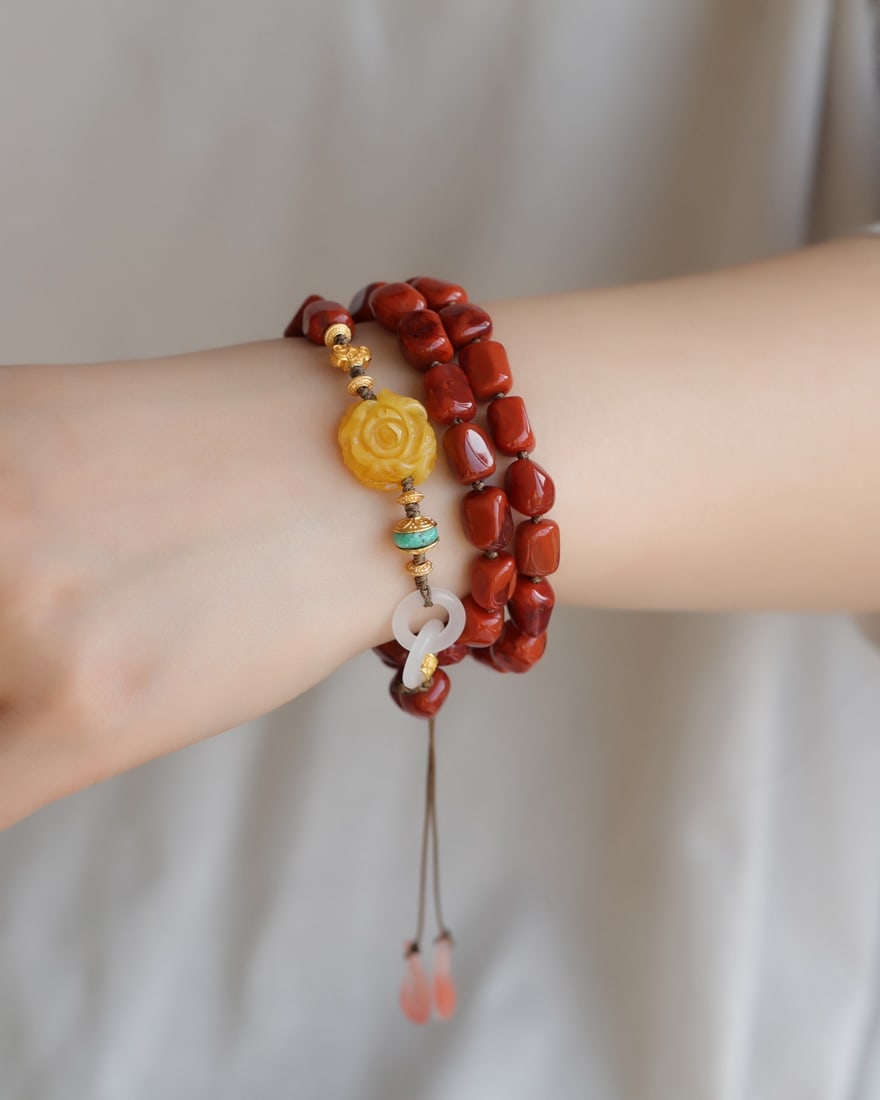 Hand knitting Nanhong Agate,Beeswax Necklace,Hand Chain: Title: Hand knitting Nanhong Agate,Beeswax Necklace,Hand Chain Origin: Chinese Date/Period: After2025 Materials: Nanhong Agate,Beeswax Dimensions: 8.5(mm) 0.33(inches) Reserve: $588.00 